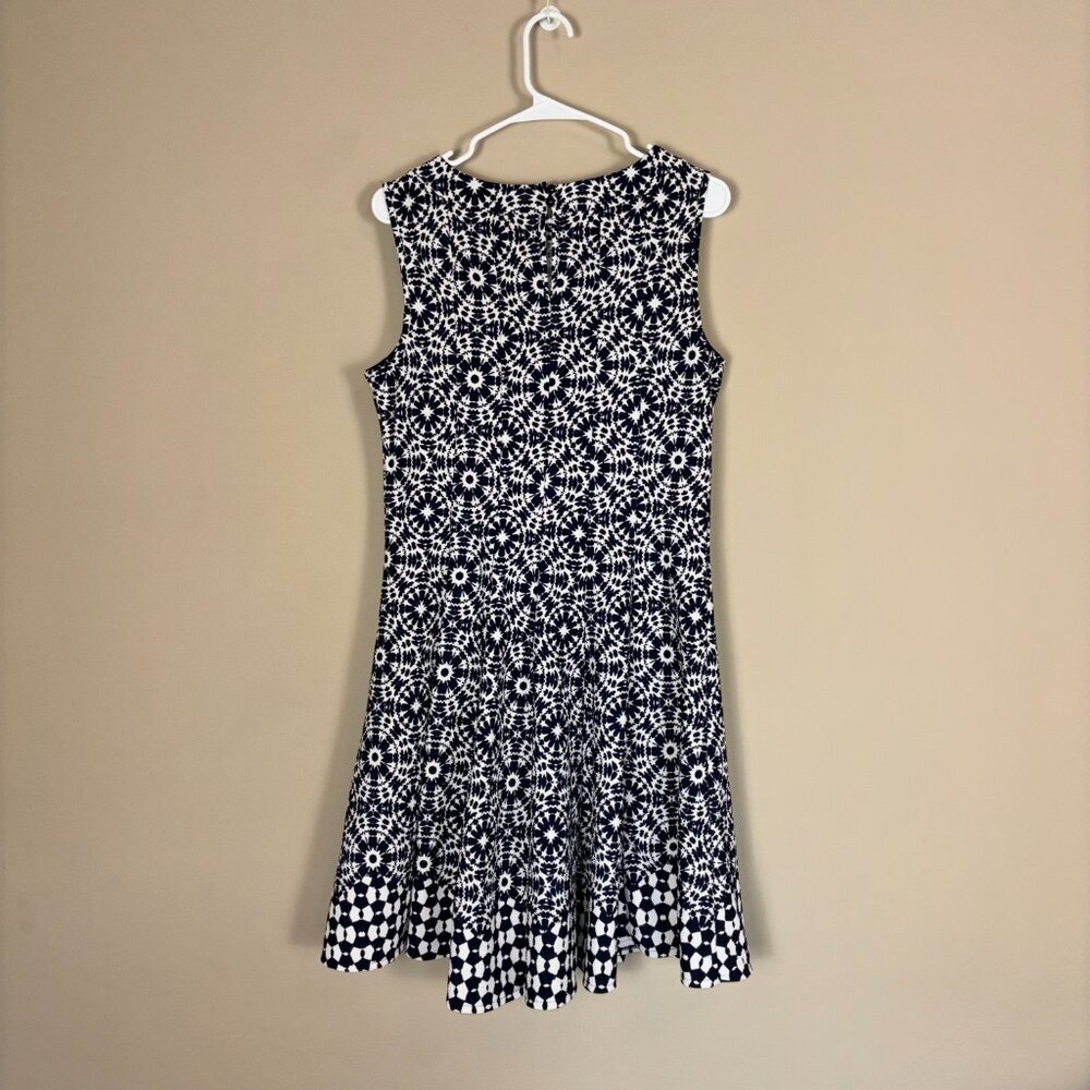 Blue & White Sleeveless Geometric Print Dress - Size S - Picture 2 of 8